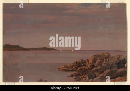 Zeichnen, Mt. Desert Island, Maine Coast; Frederic Edwin Church (amerikanisch, 1826–1900); USA; Öl auf cremefarbenem gewebtem Papier; 19,6 x 30,5 cm (7 11/16 x 12 Zoll) Stockfoto