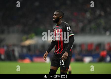 Fikayo Tomori während des Viertelfinals der UEFA Champions League zwischen AC Mailand und SSC Napoli am 12. April 2023 im Giuseppe Meazza San Siro Stadion in Mailand, Italien. Foto: Tiziano Ballabio Stockfoto