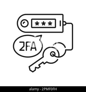 2FA Symbol für die Passwortverifizierung mit 2-Faktor-Authentifizierung, Vektor-USB-Schlüssel und Passwort. 2FA- oder zweistufige Authentifizierung für sichere Anmeldung von Benutzerdaten, Multi Stock Vektor