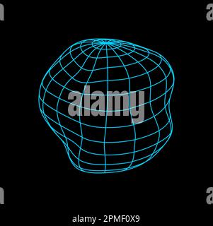 Futuristische Kugelform, digitales 3D-Vektor-Drahtmodell kugelförmiges Objekt mit geometrischen Facetten. Polygonale Kugeln, die mit Linien erzeugt wurden, Netz, Gitter d Stock Vektor