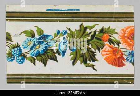 Rand (Frankreich); Blockdruck und beflockt auf Papier; 20 x 12,5 cm (7 7/8 x 4 15/16 Zoll) Stockfoto