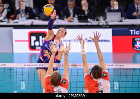 PalaWanny, Florenz, Italien, 12. April 2023, Ekaterina Antropova (Savino Del Bene Scandicci) im Finale - Savino Del Bene Scandicci vs CS Volei Alb Stockfoto
