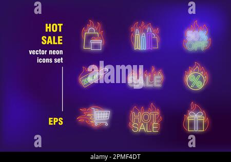 Heiße Sale Neonschilder Stock Vektor