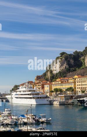 Colline du Chateau von Port Lympia, Nizza, Frankreich, französische Riviera, Cote d'Azur, Frankreich, Europa Stockfoto