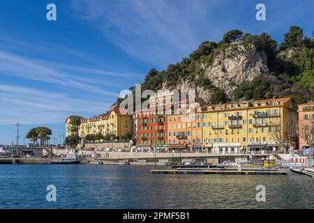 Colline du Chateau von Port Lympia, Nizza, Frankreich, französische Riviera, Cote d'Azur, Frankreich, Europa Stockfoto