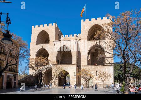 Spanien, Valencia, Serranos Türmen errichtet im 14. Jahrhundert Stockfoto