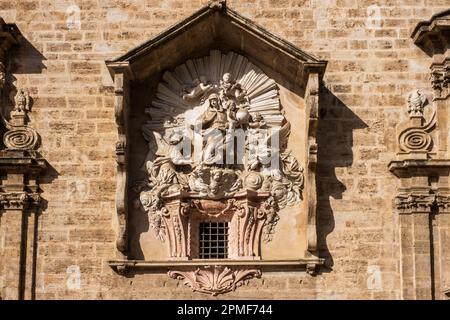 Spanien, Valencia, das historische Zentrum der Fußgängerzone, Der Marktplatz (Plaça del Mercat), die Kirche Sant Joan del Mercat (Església de Sant Joan del Mercat) Stockfoto