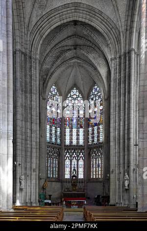 Frankreich, Aube, Troyes, Place Vernier, Basilika Saint-Urbain, Gotischer Stil, Herz, Schiff, Buntglasfenster Stockfoto