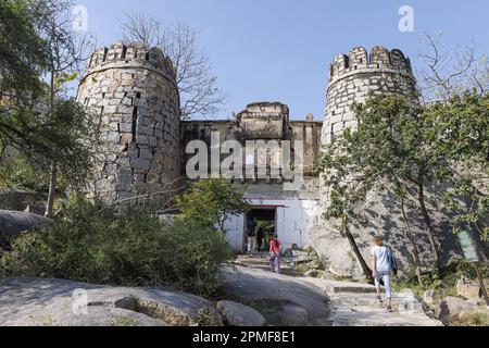 Indien, Karnataka, Hampi, UNESCO-Weltkulturerbe, Fort Anegundi Stockfoto