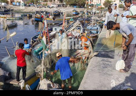 Indien, Dadra und Nagar Haveli und Daman und Diu, Diu, Fischerboote Stockfoto