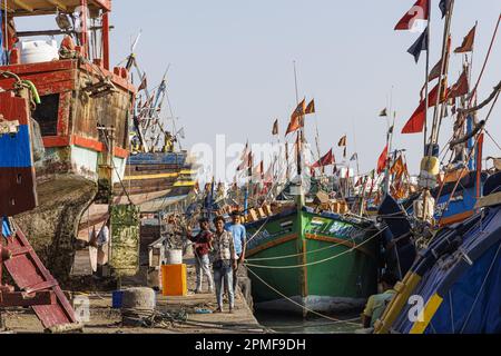 Indien, Dadra und Nagar Haveli und Daman und Diu, Diu, Fischerboote Stockfoto