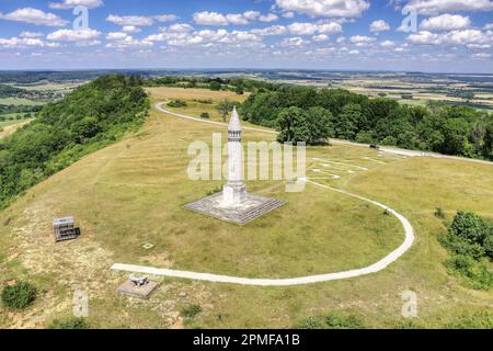 Frankreich, Meurthe et Moselle, Region Saintois, Saxon Sion, Sion Vaudémont Hill, Das Maurice Barrès Monument (Luftaufnahme) Stockfoto