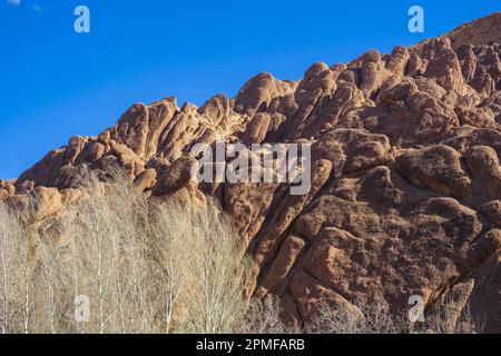 Marokko, Dades-Tal, Tamellalt-Dorf, die Klippe der Affenfinger Stockfoto