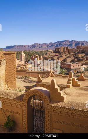 Marokko, Provinz Zagora, N'Kob (oder Nkob), das Dorf mit 45 Kasbahs, Kasbah Hotel Ait Omar Stockfoto