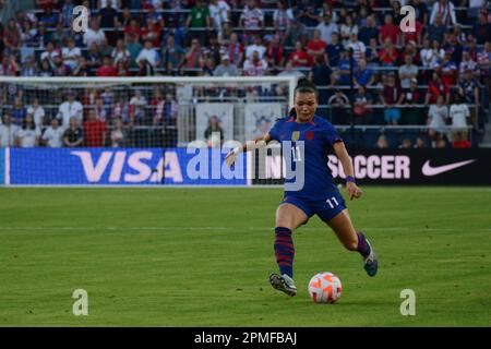 St. Louis, Usa. 11. April 2023. St. Louis, USA, 11. April 2023: Sophia Smith (11 USA) in Aktion während der International Friendly Between USA and Ireland. Stadtpark – St. Louis, Missouri. (KEINE KOMMERZIELLE NUTZUNG) (Kat Farris/SPP) Guthaben: SPP Sport Press Photo. Alamy Live News Stockfoto