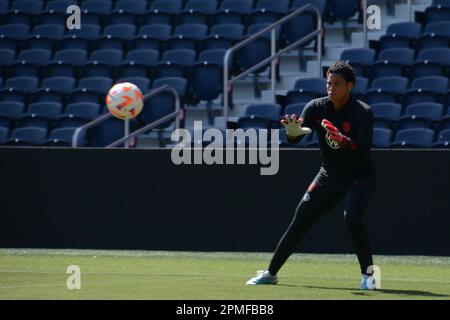 St. Louis, Usa. 10. April 2023. St. Louis, USA, 10. April 2023: Adrianna Franch Training mit der US Womens National Team. Stadtpark – St. Louis, Missouri. (KEINE KOMMERZIELLE NUTZUNG) (Kat Farris/SPP) Guthaben: SPP Sport Press Photo. Alamy Live News Stockfoto