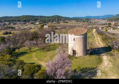 Frankreich, Vaucluse, Luberon Regional Natural Park, Apt, Salignan Mill (Luftaufnahme) Stockfoto