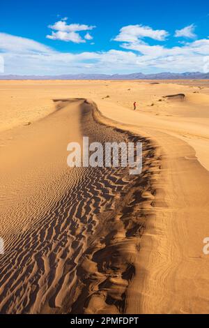 Marokko, Provinz Tata, Sanddünen auf der Straße nach Zagora Stockfoto