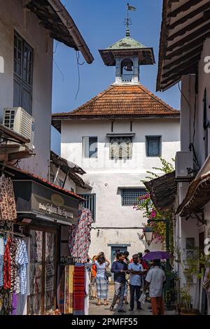Indien, Kerala, Kochi, Paradesi Synagoge Uhrenturm Stockfoto
