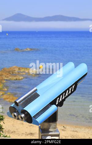 Frankreich, Var, Saint Tropez, Plage de la Ponche, Galaxy Panorama Teleskop Stockfoto