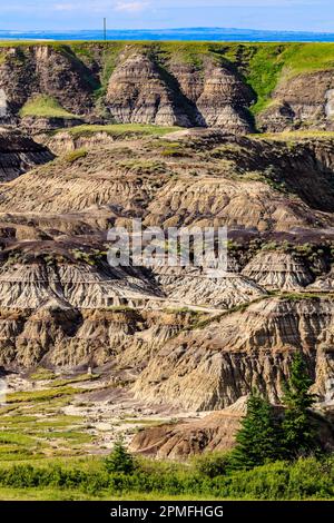 Ein malerischer blick auf die Badlands auf dem North Dakota Plateau von einem erhöhten Aussichtspunkt aus Stockfoto