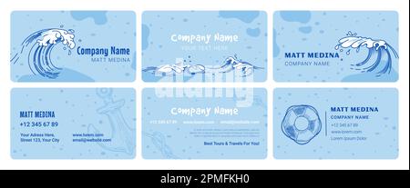 Visitenkarten-Set mit Wellendesign Stock Vektor