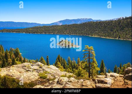 Fannette Island befindet sich in der Emerald Bay von Lake Tahoe, Kalifornien Stockfoto