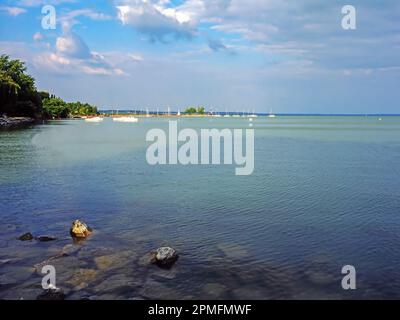 Pier am Plattensee in Ungarn Stockfoto