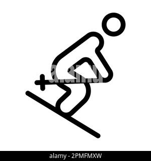 Skilaufen Vector Thick Line Symbol Für Den Persönlichen Und Kommerziellen Gebrauch. Stockfoto