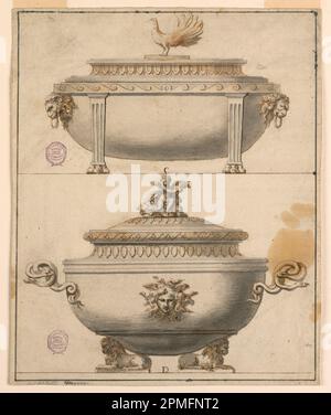 Zeichnen, zwei Tureens; Stift und Tinte, Bürsten und Waschen auf Papier Stockfoto