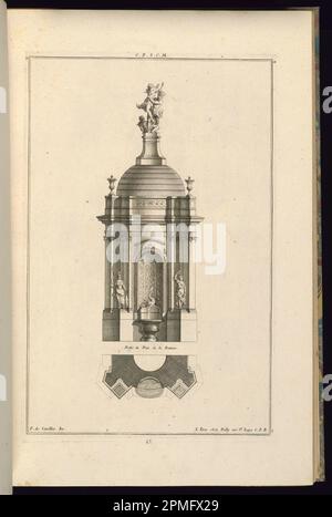 Print, Elevation and Plan for a Public Fountain; entworfen von Francois