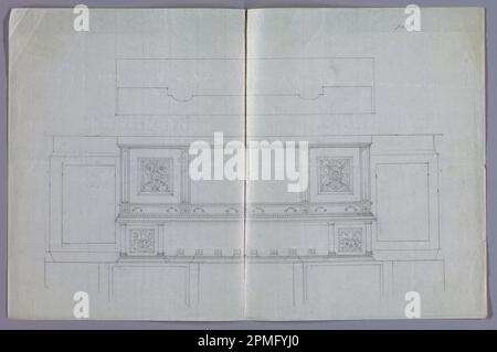 Drawing, Design for Renaissance-Style Sideboard in Plan and Elevation; entworfen von A.N. Davenport Co.; Graphit auf dünnem cremefarbenem Papier; 27,9 x 42,9 cm (11 x 16 7/8 Zoll) Stockfoto