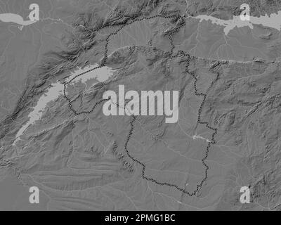 West-Maschonaland, Provinz Simbabwe. Bilevel-Höhenkarte mit Seen und Flüssen Stockfoto