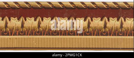 Rand (Frankreich); Blockdruck und beflockt auf handgefertigtem Papier; 70 x 12 cm (27 9/16 x 4 3/4 Zoll) Stockfoto