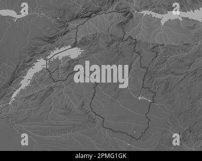 West-Maschonaland, Provinz Simbabwe. Grauskala-Höhenkarte mit Seen und Flüssen Stockfoto