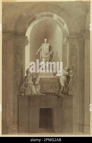 Zeichnung, Sepulchral Monument von James III (1688-1766); ITALIEN und FRANKREICH; Stift, Stift, Waschmaschine, chinesische Tinte Stockfoto