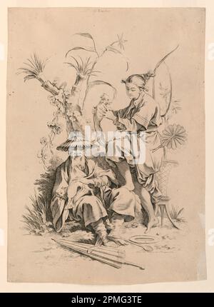 Print, Le Toucher (Touch) aus der Serie Les Cinq Senses (die fünf Sinne); Francois Boucher (Französisch, 1703–1770); Veröffentlicht von Gabriel Huquier (Französisch, 1695–1772); Frankreich; Ätzen und Gravieren auf Papier; 35,7 x 25,8 cm (14 1/16 x 10 3/16 Zoll) Abmessungen Vary Mat: 45,7 x 35,6 cm (18 x 14 Zoll) Stockfoto