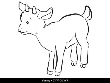 Schwarz-weiße Cartoon-Ziege Stock Vektor