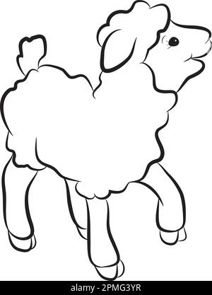 Schwarzweißes Clipart-Schaf Stock Vektor