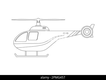 Farbseite Des Hubschraubers Im Flachen Vektor Stock Vektor
