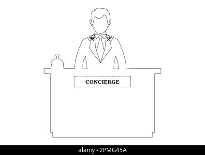 Concierge-Aufkleber auf weißem Hintergrund. Schwarz-Weiß-Symbol für Vektor-Concierge. Concierge-Aufkleber Stock Vektor