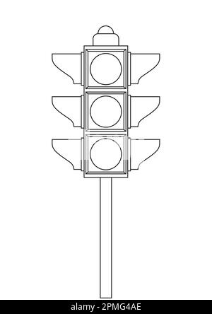 Schwarz-weiße Ampel-Clipart. Farbseite der Ampel Stock Vektor