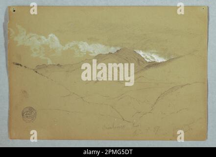 Zeichnung, Blick vom Osten des Mount Chimborazo, Ecuador; Frederic Edwin Kirche (amerikanisch, 1826–1900); Ecuador; Graphit, Pinsel und weißer Zahnschmerz auf grün-grauem Papier; Blatt: 17,6 x 26 cm (6 15/16 x 10 1/4 Zoll) Stockfoto