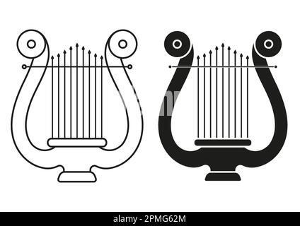 Schwarz-Weiß Harp Flat Design Icon Vector Stock Vektor