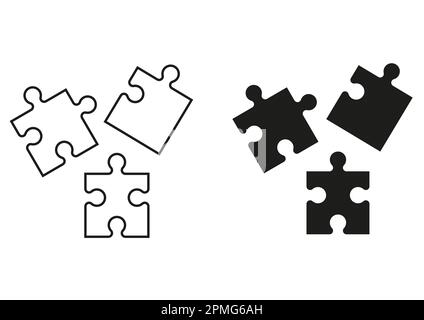 Schwarz-Weiß Puzzle Pieces Icon Flat Design Vector Stock Vektor