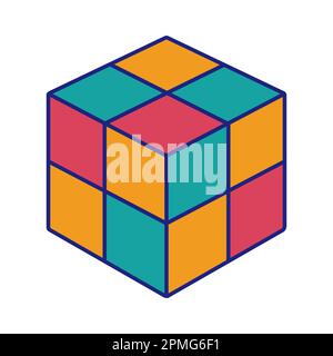 Farbiger Würfel Symbol Flacher Vektor Stock Vektor