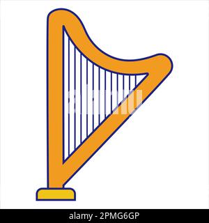 Golden Harp Icon Flat Design Vector Stock Vektor