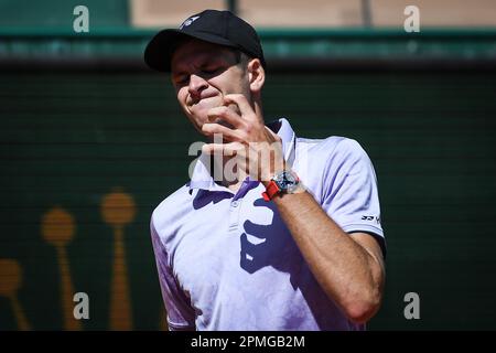 Hubert HURKACZ aus Polen anlässlich der Tennisveranstaltung Rolex Monte-Carlo, ATP Masters 1000 am 13. April 2023 im Monte-Carlo Country Club in Roquebrune Cap Martin, Frankreich - Foto: Matthieu Mirville/DPPI/LiveMedia Stockfoto