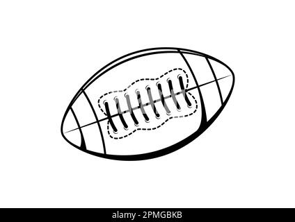 Schwarzweiß-Rugby-Ball-Clipart-Vektor auf weißem Hintergrund Stock Vektor