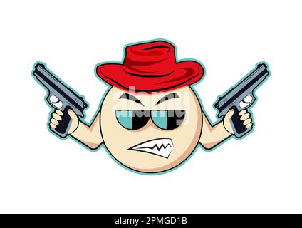 Cartoon-Figur Mit Vektorabbildung Mit Zwei Waffen Stock Vektor